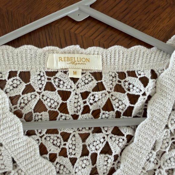 Rebellion Cream Floral Crochet Knit Cardigan-Excellent Condition- Size M - Picture 6 of 8
